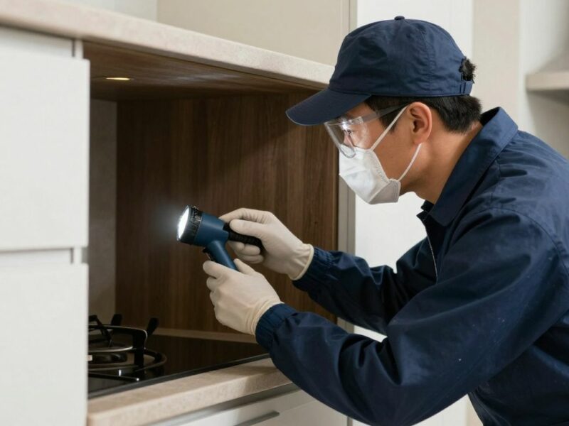 Professionnel en action contre les nuisibles.